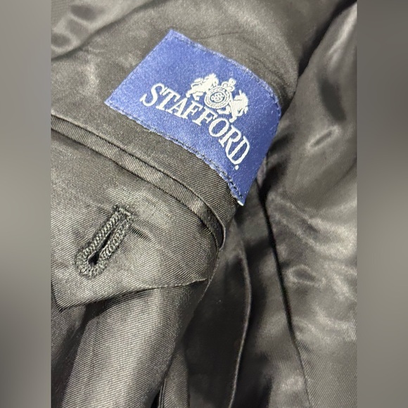 Stafford Ease Men’s Black Blazer 40R Wool Blend Stretch Sport Coat Jacket NWT - Picture 7 of 9